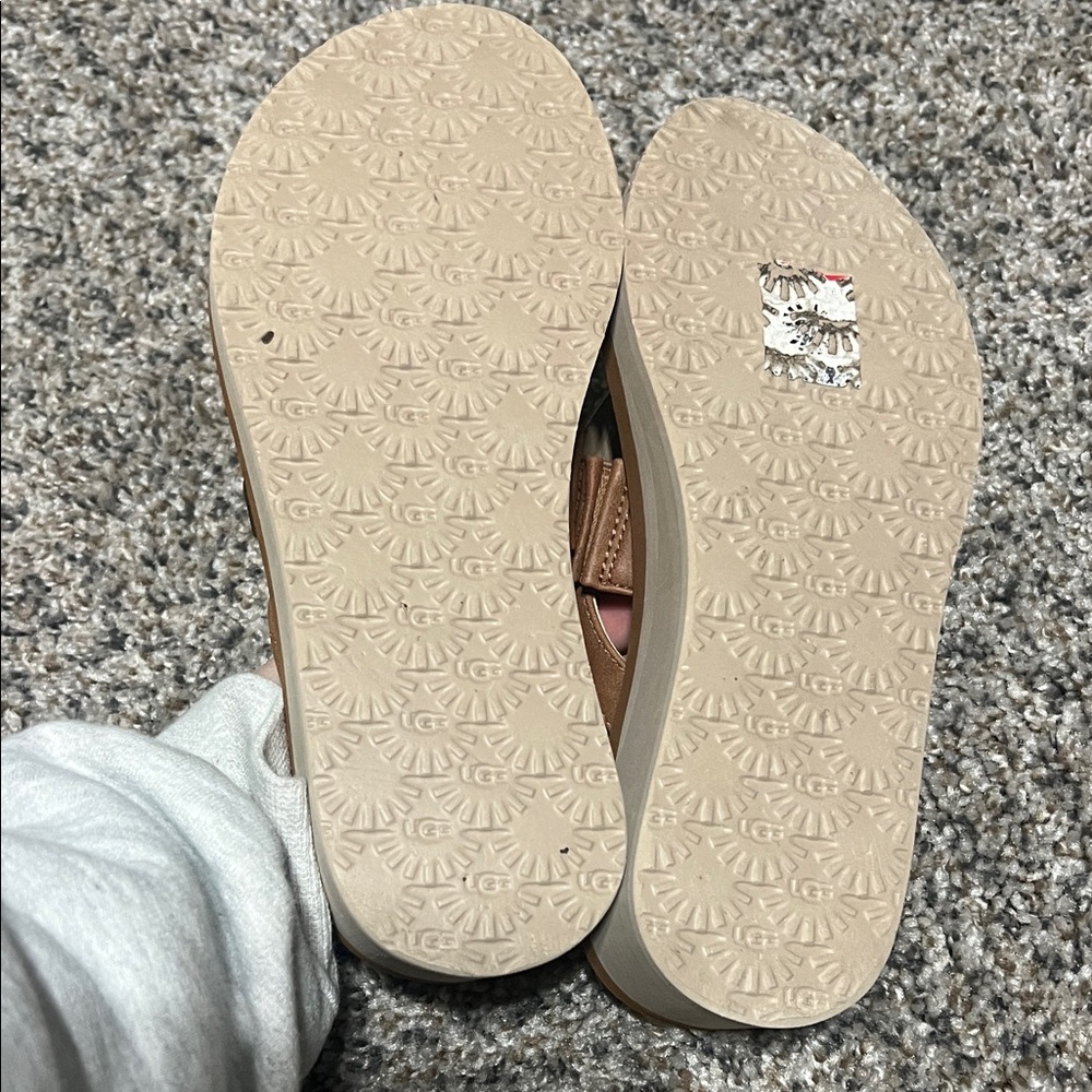 UGG Tan Leather Sandals - Picture 3 of 4
